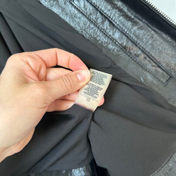 Elie Tahari Jacalyn Patent Leather Moto Jacket Black L - Picture 9 of 11